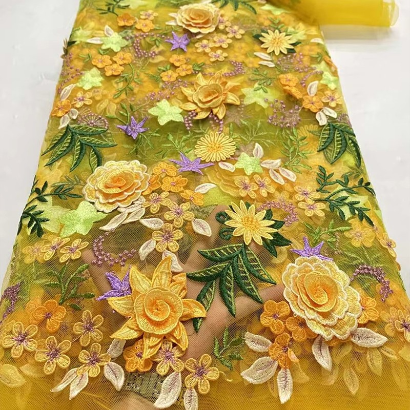 Textile And Sewing Supply - 90x130cm 3D Floral Embroidered Tulle Lace