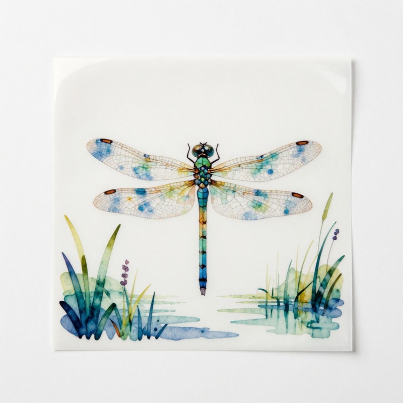 Iron On Patch - Watercolor Dragonfly Heat Transfer Vinyl HTV