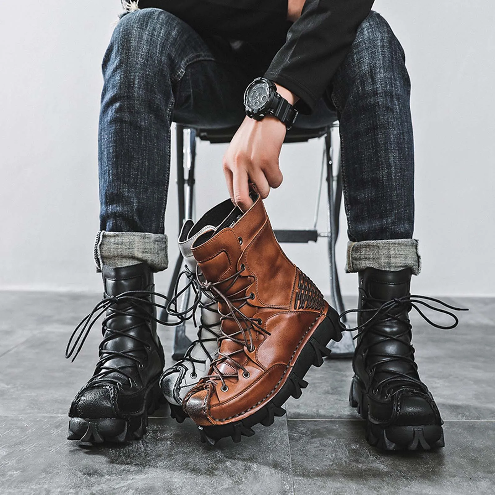 Fashion Genuine Leather Motorc - đánh giá và giá Sewing Knit
