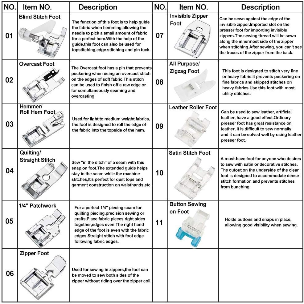 11Pcs Presser Feet Set - Walki - đánh giá và giá Textile Sewing Kit