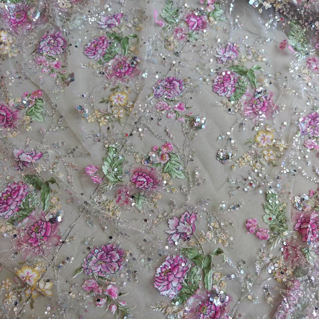 1M 120Cm Wide Luxury Beaded La - đánh giá và giá Sewing Embroidery Fabric